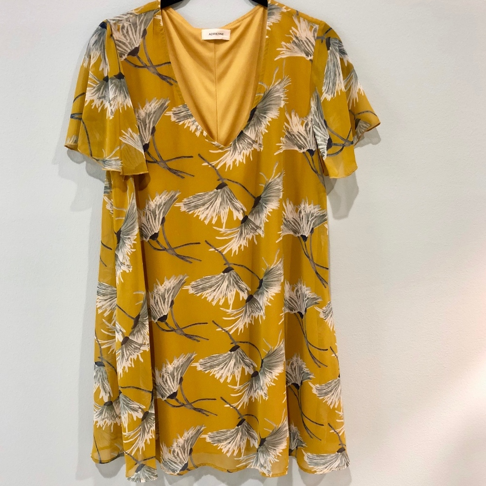 Adrienne Short Flutter Sleeve V-Neck Tunic Dress